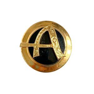 Avon 10K Gold Presidential Award Letter A Pin Brooch Balfour 3.2g Black Onyx Vtg